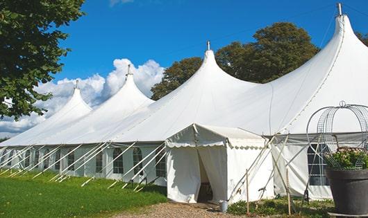 multiple portable restrooms for large-scale events, ensuring availability for all guests in Granger